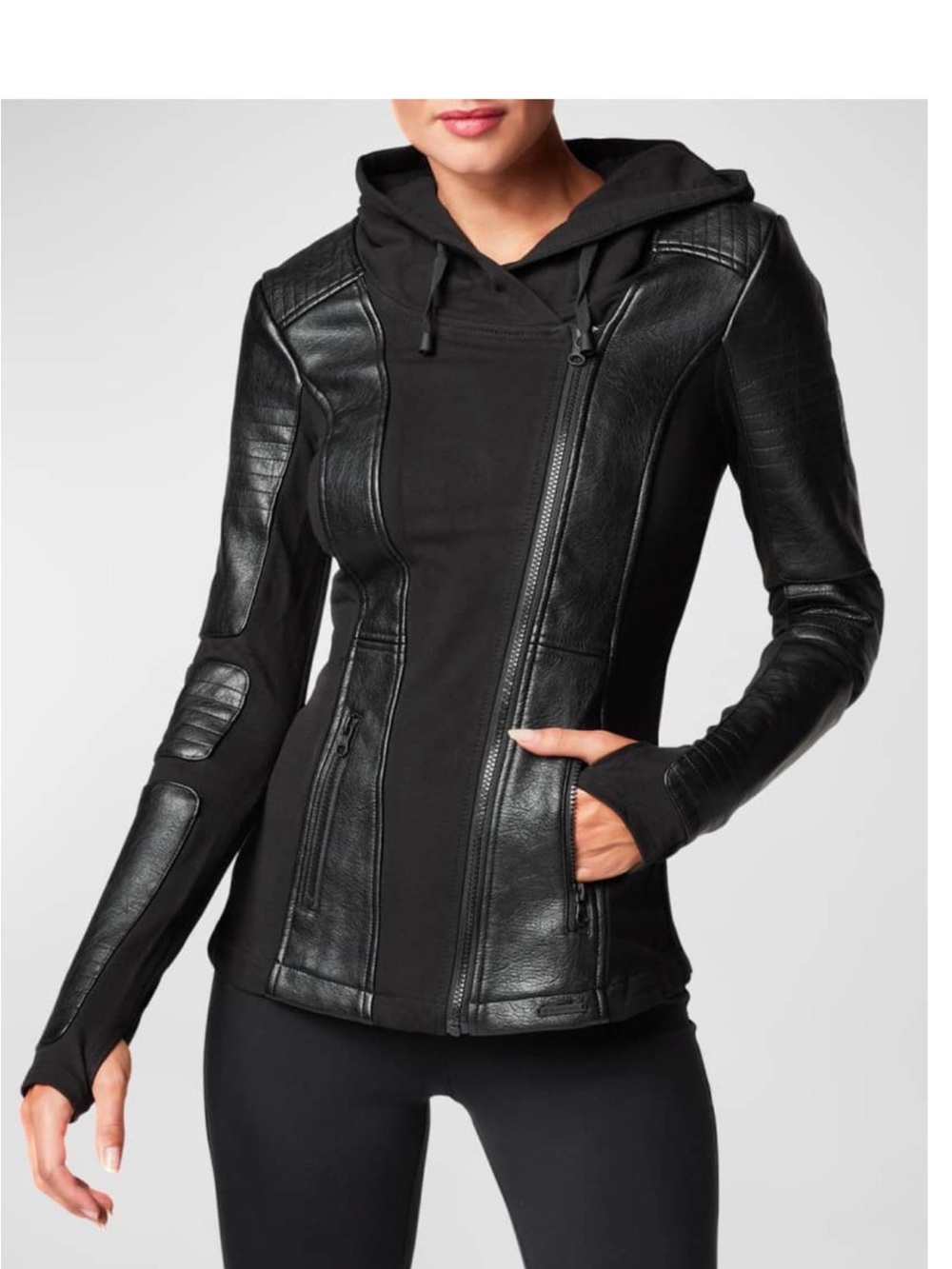 Blanc Noir hooded Moto jacket - Picture 2 of 8
